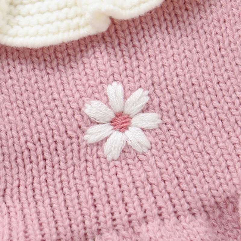 Conjunto de punto para bebé niña: top y leggings florales - imagen 5