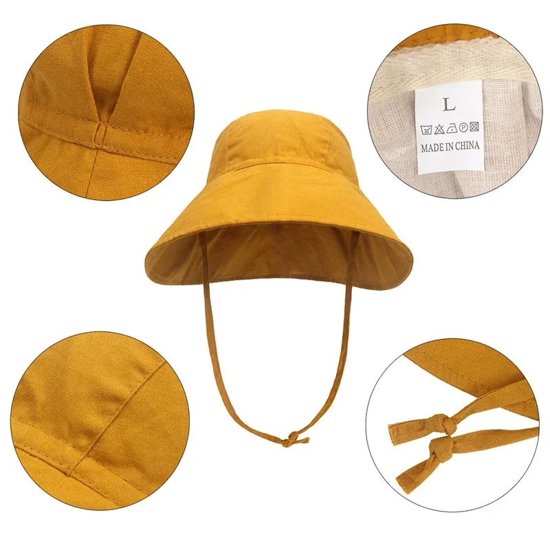 Sombrero de sol para bebé de algodón con protección UV y ala ancha - imagen 4