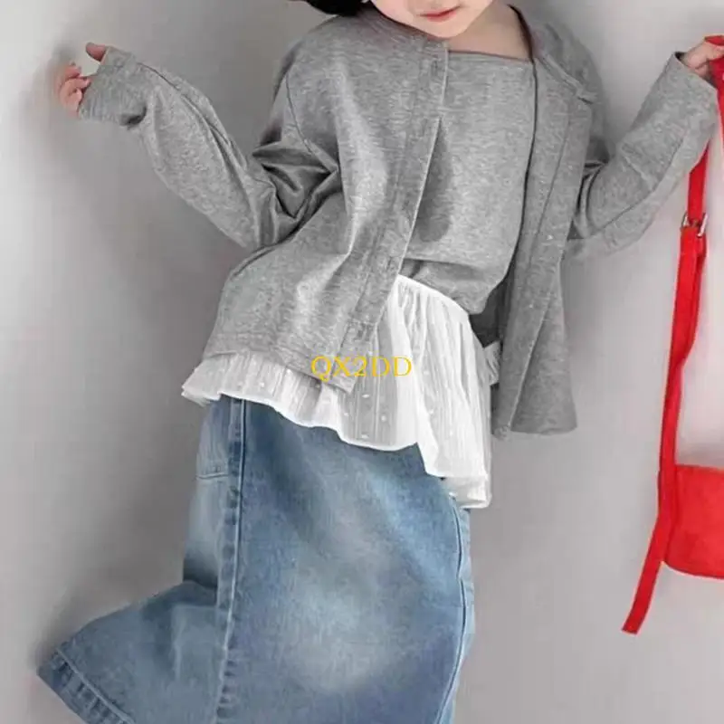 QX2D Baby Fart Cortina 2025 Verano Niñas Falda Color Sólido Delantal con Cordones - imagen 5