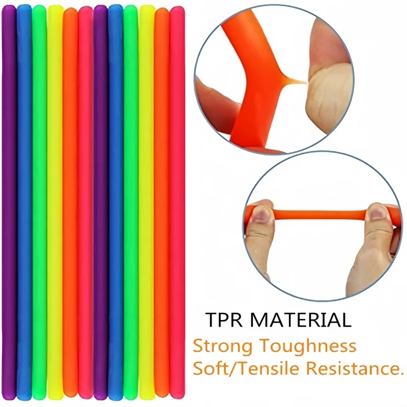 Paquete de 10 juguetes sensoriales de cuerda elástica, resistencia para apretar, fortalecer los brazos, fideos, juguetes para aliviar el estrés para niños y adultos - imagen 3