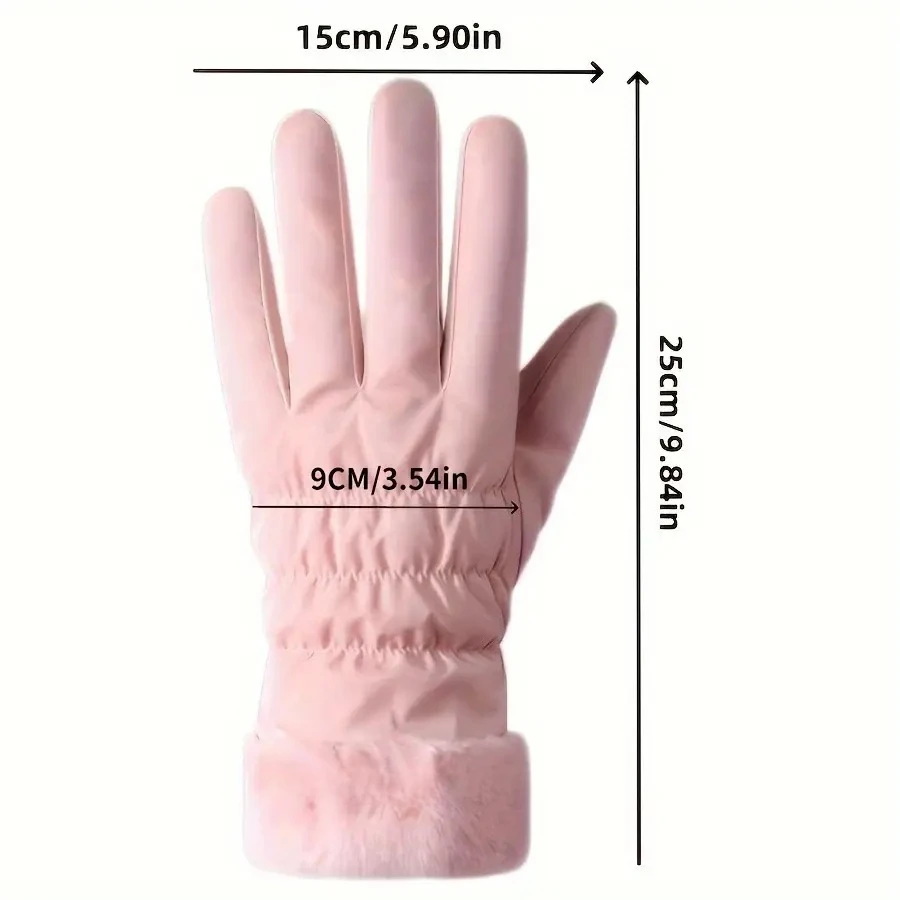 1 par de guantes térmicos de invierno para pantalla táctil para mujer, bonita pata de oso, forro polar rosa, guantes de ciclismo/exteriores compatibles con teléfono inteligente - imagen 2