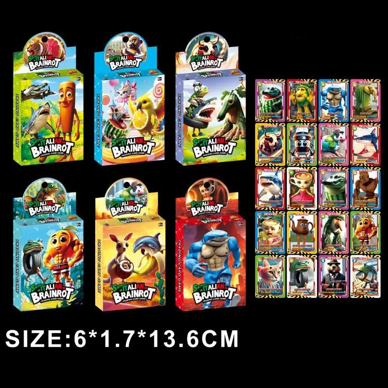 24 Uds. Tarjetas italianas Brainrot Tralalero Tralala Tungtungsahur, juego láser, tarjeta de colección, juguetes clásicos, regalos de Navidad y Halloween - imagen 4