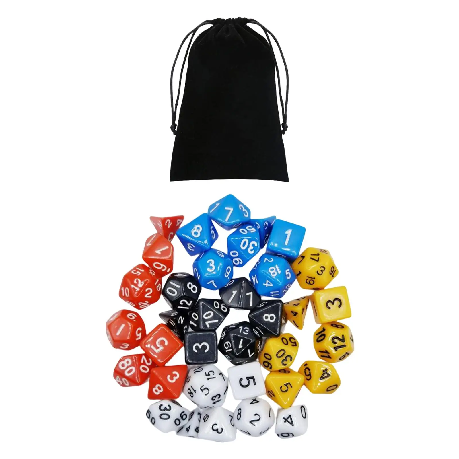 35Pcs Polyhedral Dices Set Colored D8 D10 D12 D20 Game Dices for Parties KTV Roll Playing Games