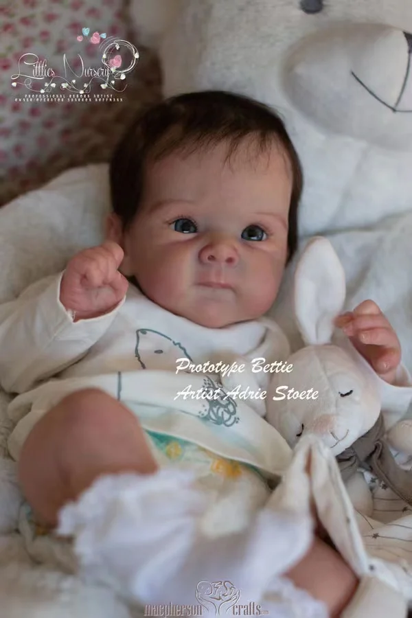 Kit de bebé Reborn de 19 pulgadas Bettie, nuevo molde de Color fresco, Kit realista sin pintar con COA con vientre - imagen 5