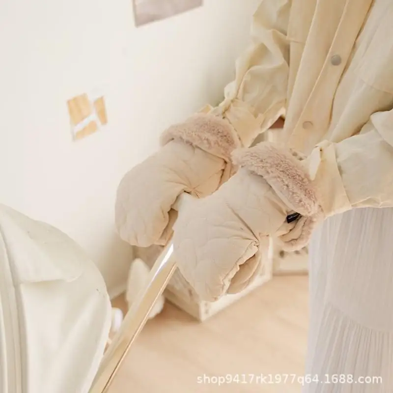 D7YD Guantes mano cálidos y resistentes viento, protectores manos lindos y aislados para cochecitos bebé