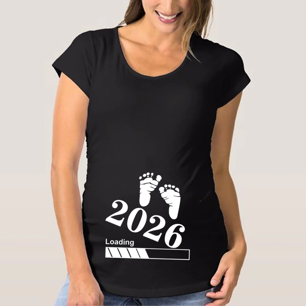 Camisas estampadas para embarazadas con carga de bebé, camiseta de manga corta de maternidad, traje de anuncio de embarazo, camisetas para nueva mamá, 2026 - imagen 3