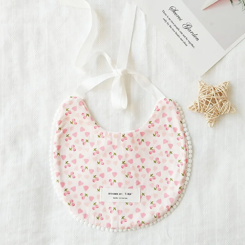 Baberos Bandana de estilo coreano para bebé, babero de muselina de algodón con adorno de encaje, babero absorbente lavable para recién nacidos y niñas - imagen 4