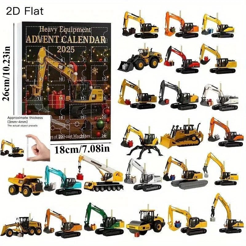 Calendario de Adviento de coche con colgante de excavadora acrílico - imagen 2