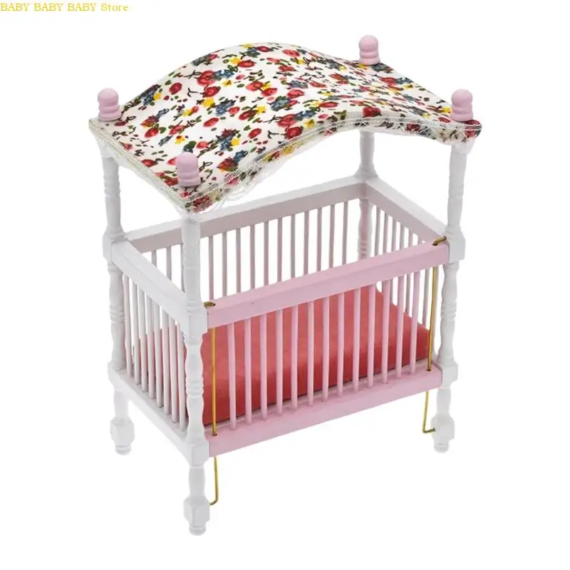 Q81A Gabinete Cradle Model 1:12 Casas muñecas a escala Recolección muebles para habitación del bebé - imagen 4