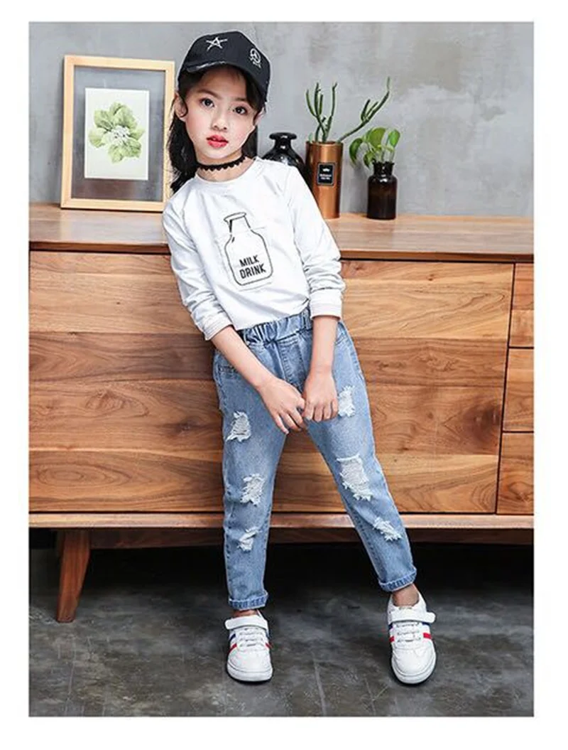 Vaqueros de pierna ancha para niña, Vaqueros de pierna recta holgados y adelgazantes con estilo, talla media, primavera y otoño, 2025