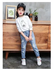 Vaqueros rectos para niña - Pierna media, primavera-otoño con estilo