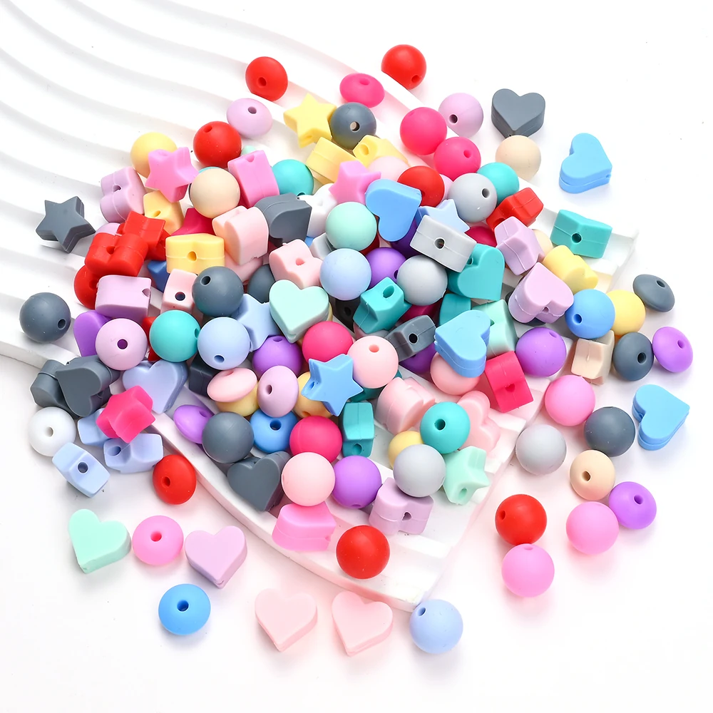 Cuentas de silicona para dentición: corazones y estrellas para collar - imagen 2