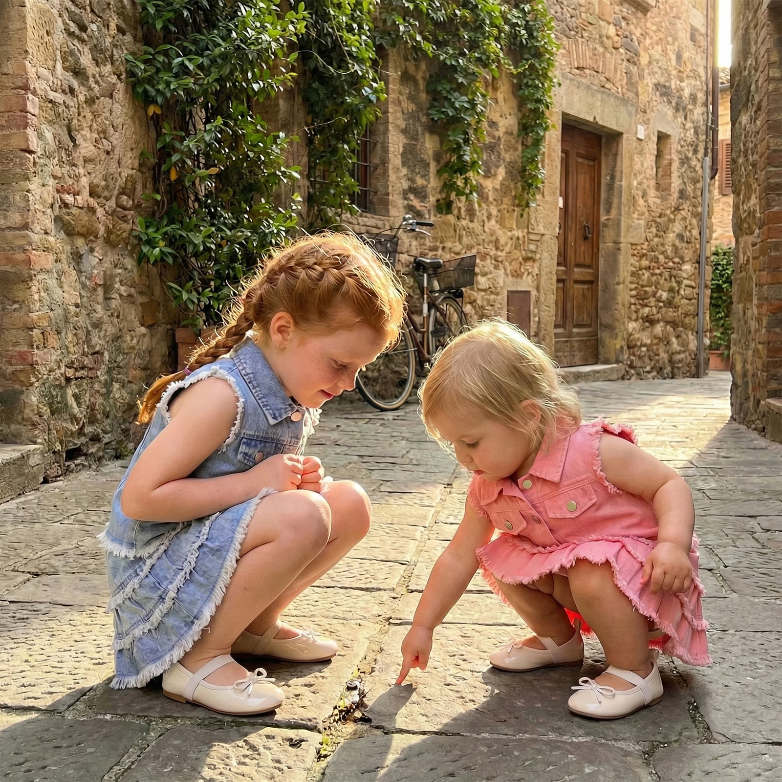 Conjunto de verano para niña: top vaquero y falda con volantes - imagen 3