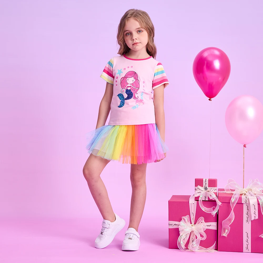 DXTON falda tutú de princesa con tul multicolor para niñas - imagen 3