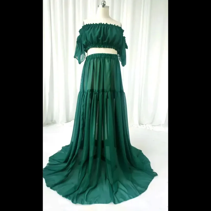Vestido gasa hombros descubiertos para baby shower y lactancia