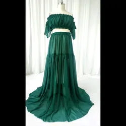 Vestido gasa hombros descubiertos para baby shower y lactancia