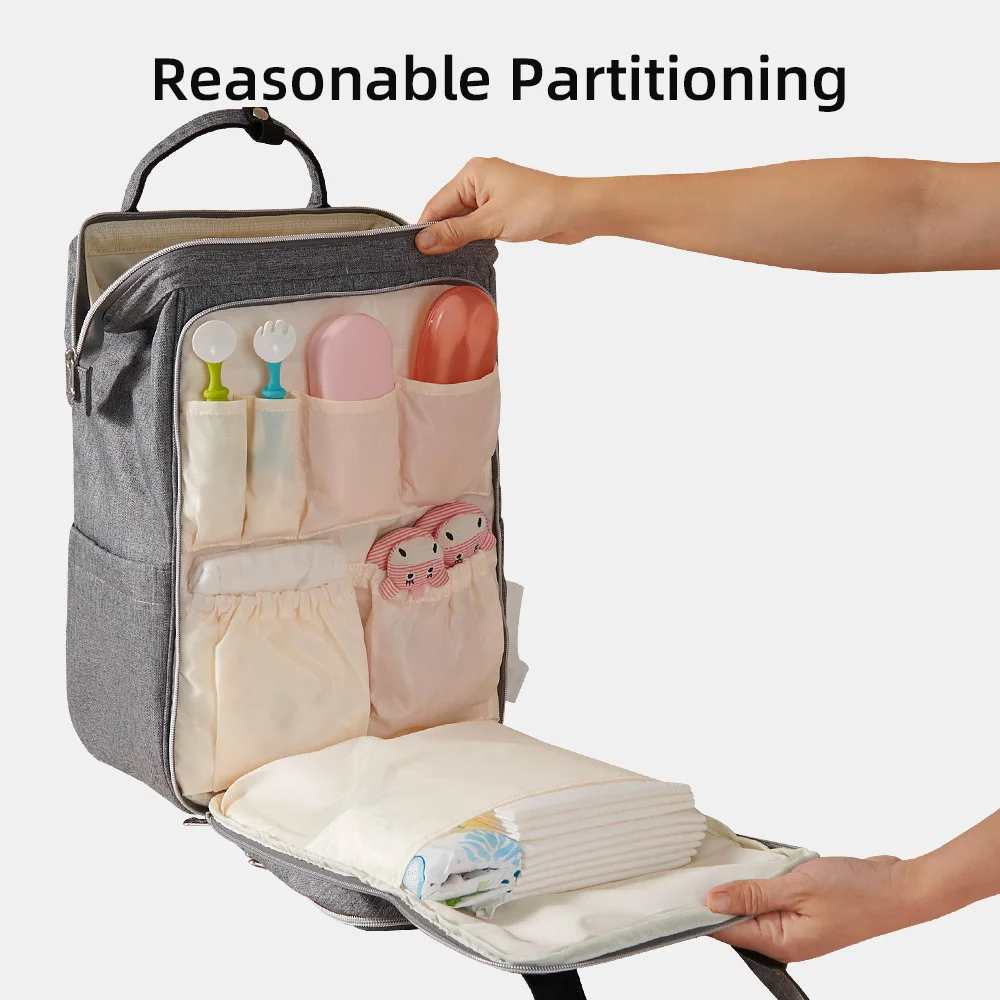 Mochila para pañales, bolsa para mamás de gran capacidad, bolsas de pañales de viaje al aire libre impermeables multifunción - imagen 2