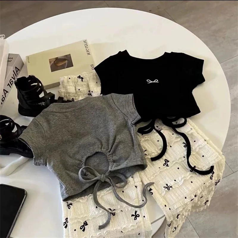 Conjunto blusa con lazo y pantalón corto verano niña - imagen 4