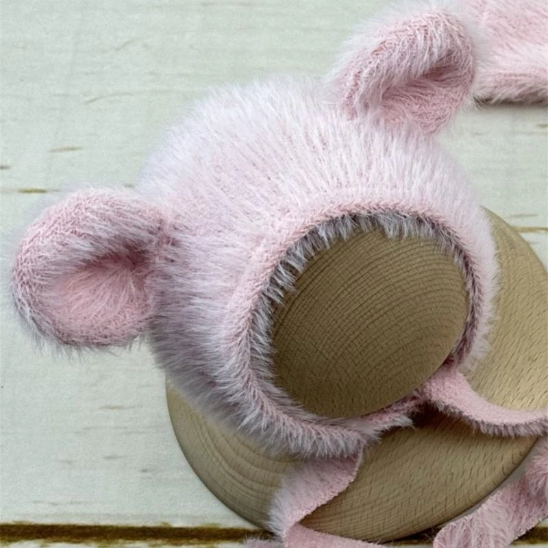 Accesorios de fotografía recién nacido, traje de oso para bebé, mono, sombrero, accesorio de fotografía de animales para niño y niña de 0 a 2 meses - imagen 4