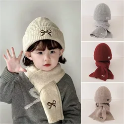 Conjunto de gorro y bufanda de estilo coreano para niños, gorro de punto para invierno, bufanda para bebé, niño y niña, bonito conjunto de ganchillo cálido, accesorios de moda para niños pequeños