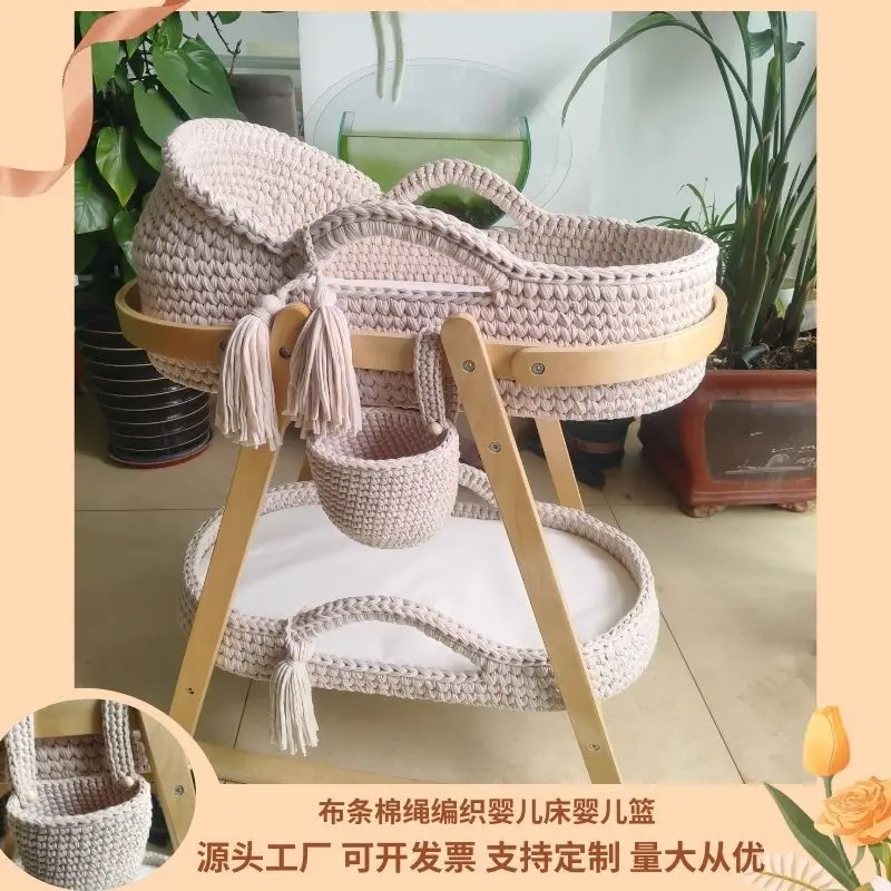 Cesta tejida a mano para bebé Moisés, cuna para bebé, cesta cambiadora de pañales neonatal - imagen 2