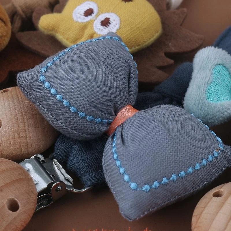 M76C bebé chupete cadena Clip muñecas dibujos animados madera roedor soporte para pezones recién nacido - imagen 5