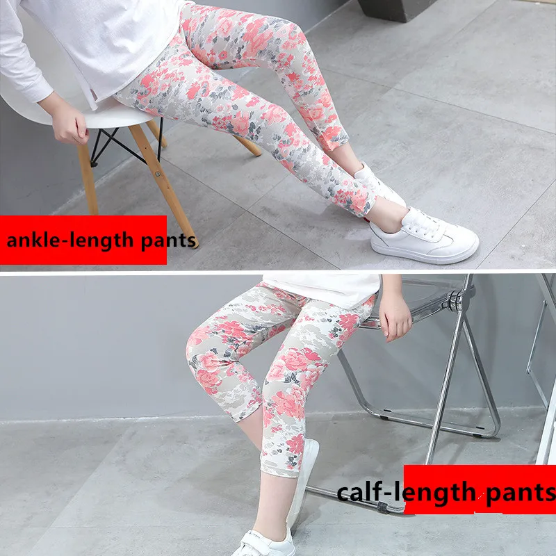 Leggings para niñas de 2 a 9 años, ropa de viaje al aire libre para niños, pantalones pitillo, mallas ajustadas florales informales largas, pantalones para niños adolescentes - imagen 3