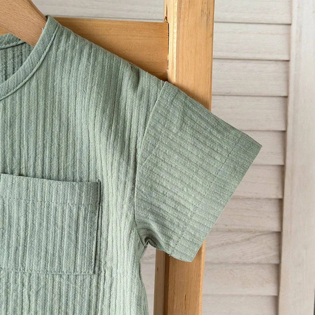 Ropa para bebé, Top cómodo + Pantalones a rayas, conjunto de ropa informal de verano de 2 uds., ropa de estilo coreano para niños pequeños de 0 a 3 años - imagen 3