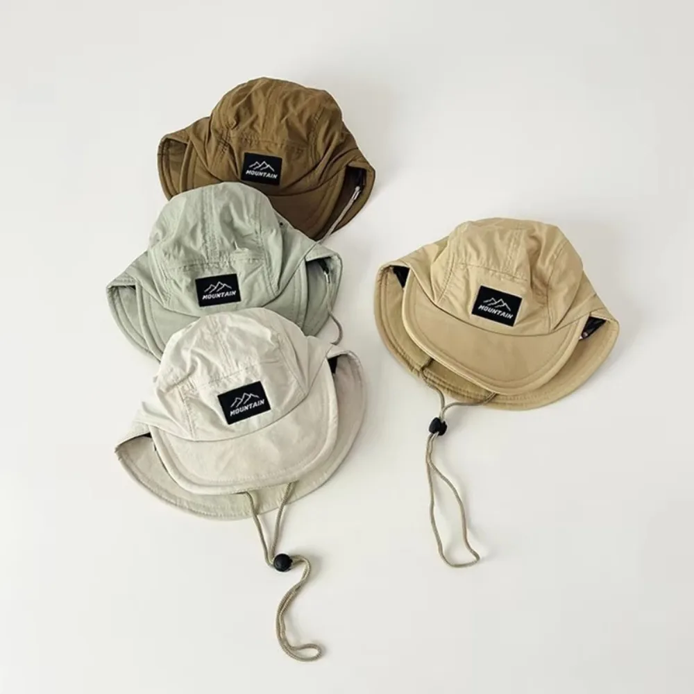 Sombrero de cubo ligero de moda fino con correa ajustable para el cuello gorra de pico de pato de doble ala sombrero de sol de secado rápido para niños - imagen 2