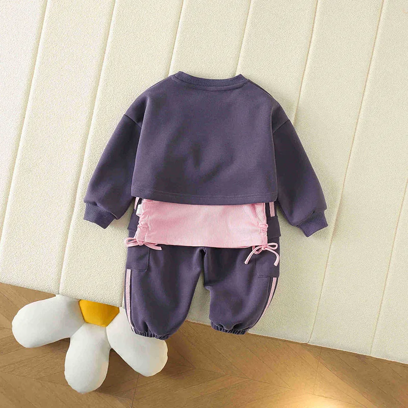 MILANCEL-Conjunto de ropa deportiva para niños de 1 a 6 años, traje con letras estampadas, Sudadera con capucha, camisola Y pantalones de chándal, 3 piezas, otoño, 2024 - imagen 4