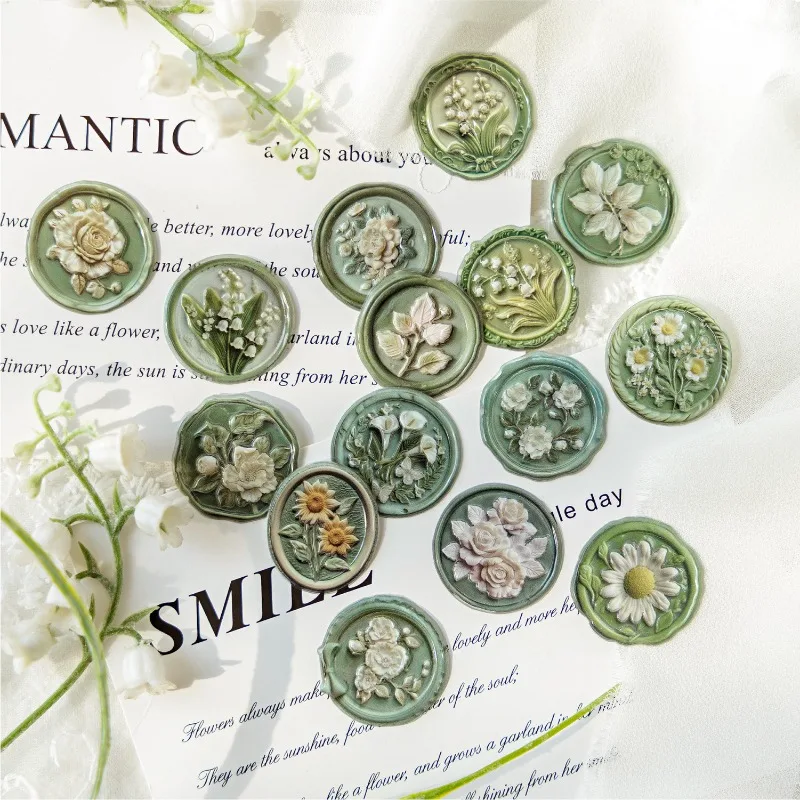 1 hoja de pegatinas de sello de cera, pegatinas autoadhesivas 3D, suministros de Collage DIY, decoración creativa, papelería, pegatinas estéticas de sellado