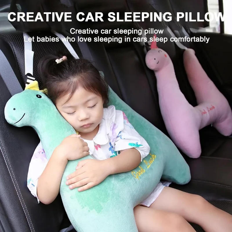 Cinturón de seguridad de felpa para niños, almohada de dinosaurio de unicornio, cinturón de seguridad infantil para dormir, soporte para la cabeza y el cuello - imagen 3