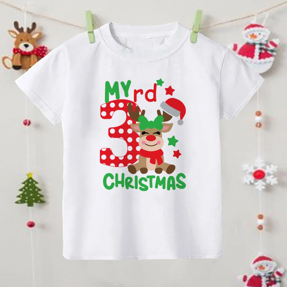 Mi 7. ° Navidad impreso 1-9 ropa navideña para niños, camiseta de manga corta para niños y niñas, camiseta gráfica para niños, camiseta navideña, regalos - imagen 5