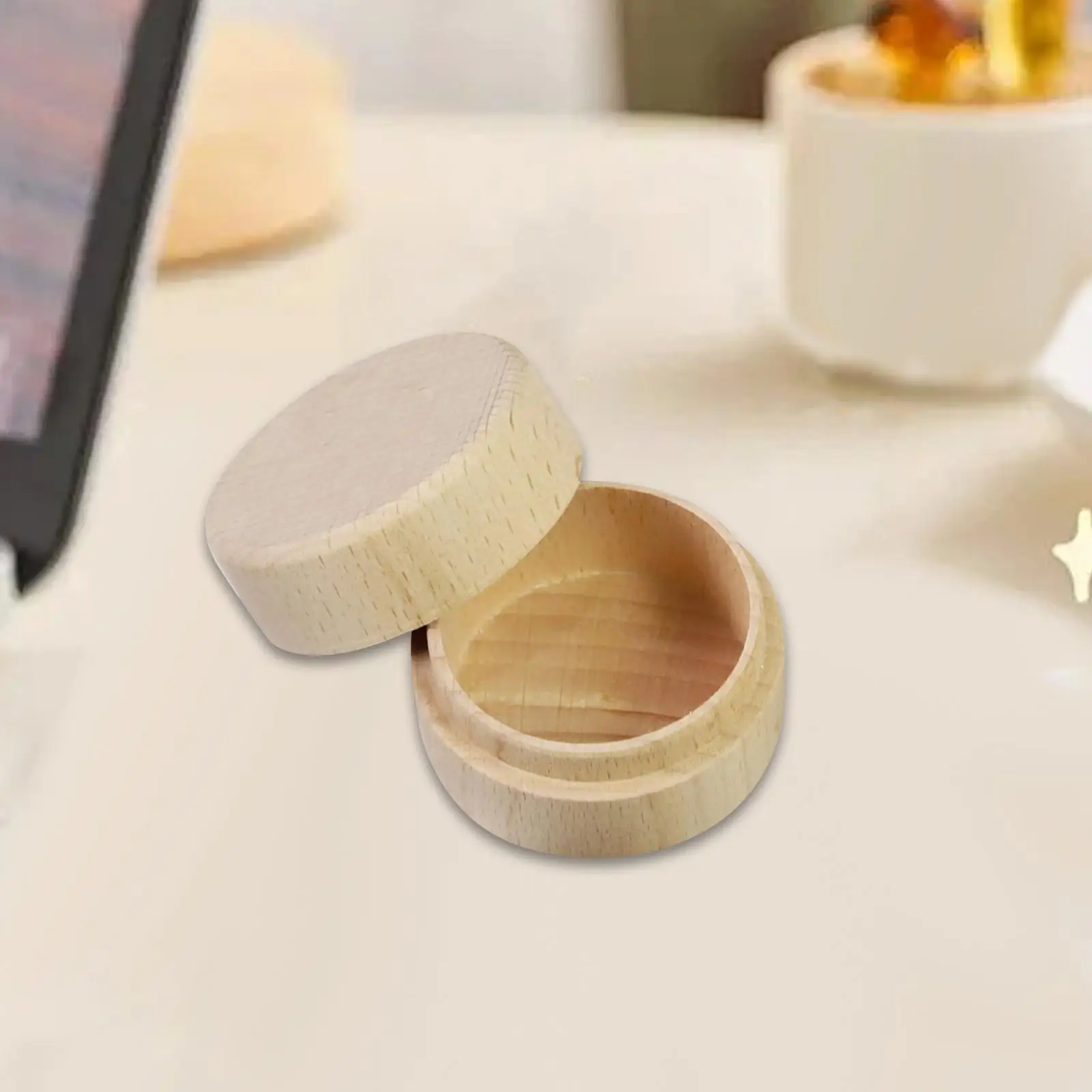 Wood Storage Container Case, Cute Baby Tooth Keepsake Storage Box Mini Round Wooden Box for Kids Baby Shower Wood Storage Container Case, Cute Baby Tooth Keepsake Storage Box Mini Round Wooden Box for Kids Baby Shower