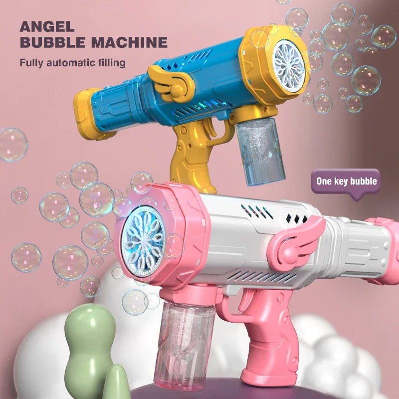 Automatic Electric Bubble Gun 10 Holes Bubble Machine blowering Maker Soap Water with LED Toy for Children Wedding Party - imagen 2