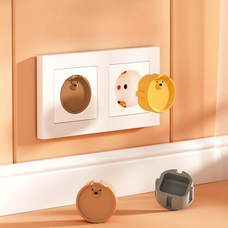 Cubierta protectora para toma de seguridad eléctrica, enchufe antigolpes de dibujos animados para bebé, cubierta protectora para conector de interruptor estándar europeo, 5 uds. - imagen 2