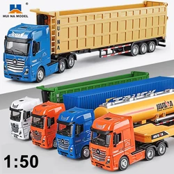 Camión de juguete de aleación fundida a presión, tanque de combustible, modelo de coche, contenedor de transporte de ingeniería extraíble, modelo de vehículo de juguete para niños, Navidad, 1/50