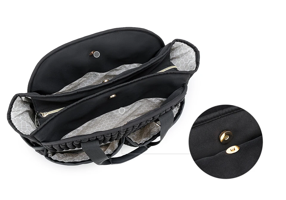 Detalles de la bolsa mommy: tejido resistente y asas