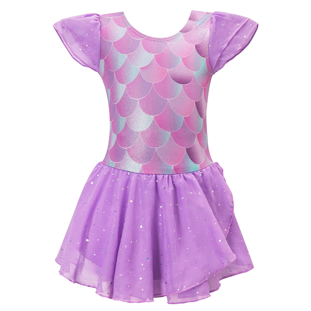 Vestido de ballet para niña con falda tutú y mangas volantes - imagen 2