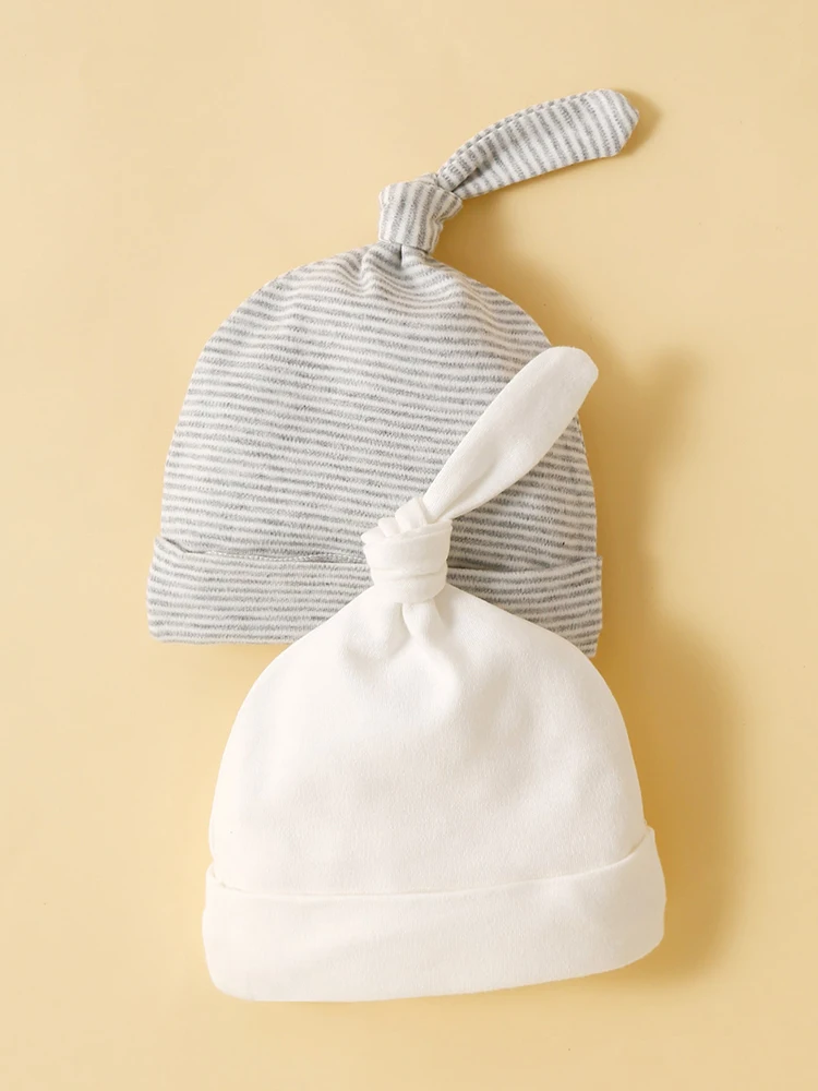 Gorro de bebé de primavera y otoño al azar, gorro tejido estampado para niños, gorro de algodón para recién nacido, accesorios para niños, 3 uds. - imagen 5