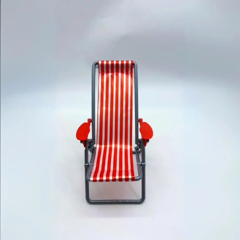 Nuevo Mini silla para casa de muñecas 1/6, 4 colores, 12x11x19,5 cm, silla de playa plegable, modelo, silla reclinable informal, casa de muñecas al aire libre - imagen 2