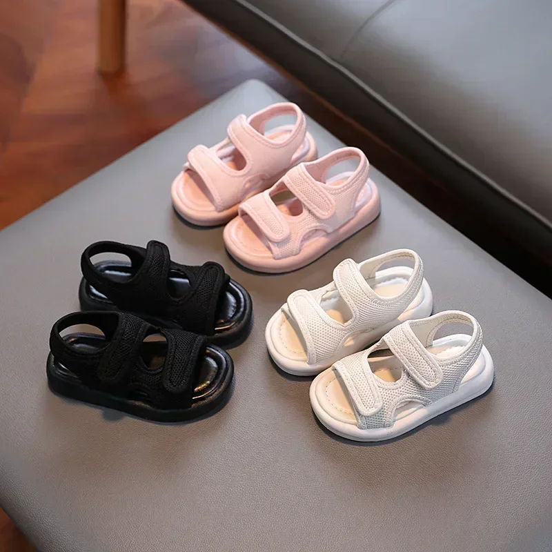 Sandalias de encaje transpirables para bebé – Blancas y rosas - imagen 3