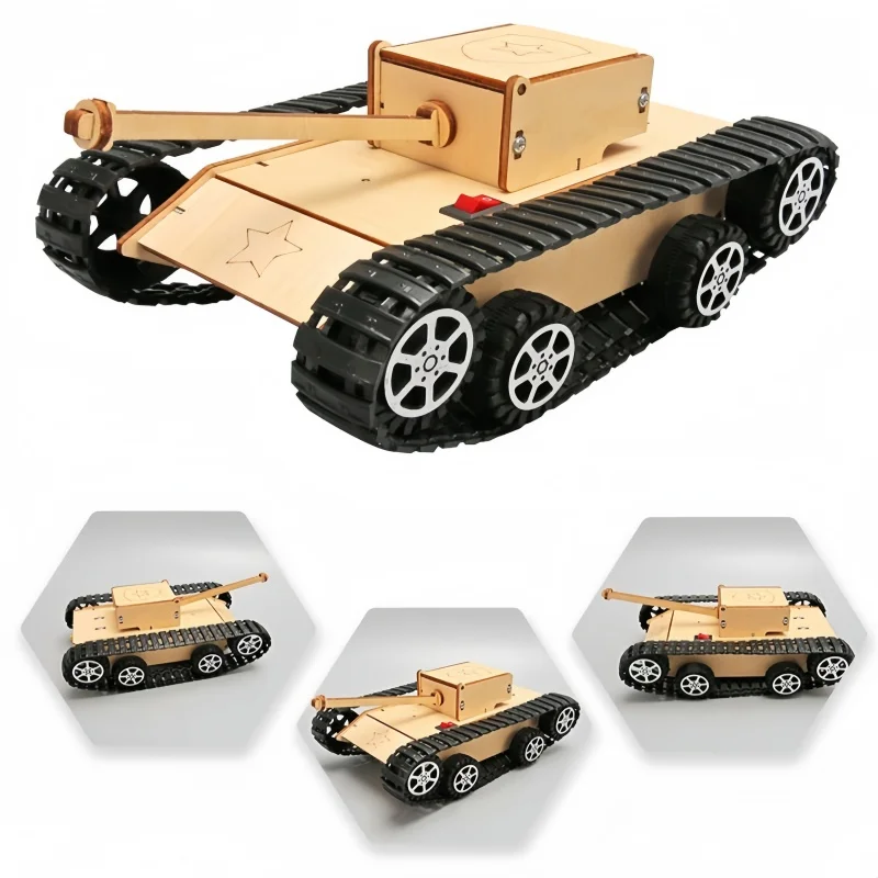 Tecnología DIY para niños, pequeño fabricante, tanque de pista eléctrica, rompecabezas, juguetes, materiales de montaje, herramientas de aprendizaje para estudiantes, regalo para niños