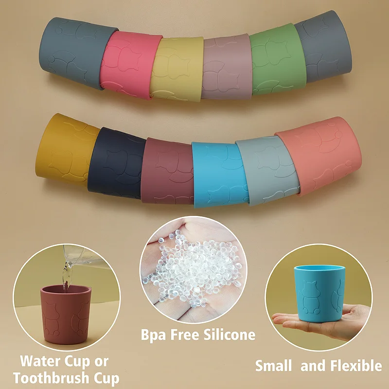 Vasos de alimentación de bebé de 180ml, taza con pajita, biberones de aprendizaje para bebé, vajilla de silicona a prueba de fugas, botella de agua para niños pequeños - imagen 5