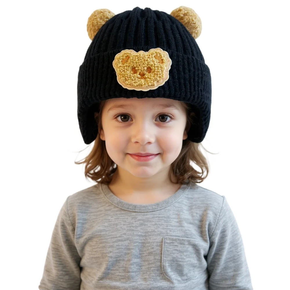 Gorro de bebé de ganchillo con orejeras de oso para otoño e invierno - imagen 2