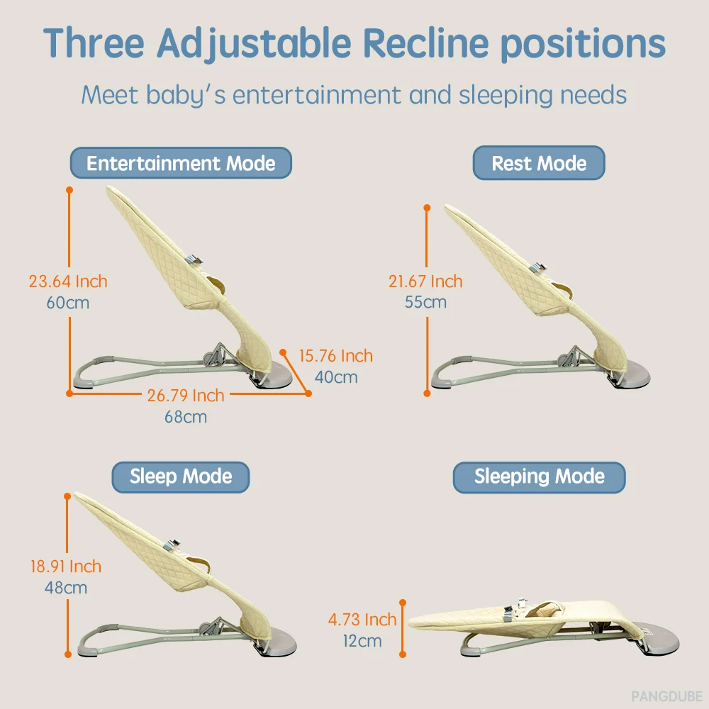 PANGDUBE Baby Bouncer Asiento plegable y portátil para bebés Silla reclinable Moisés para bebés Sillón reclinable para bebés - imagen 2