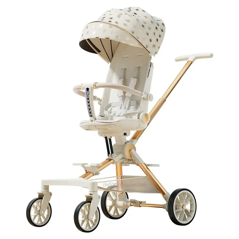 El artefacto para caminar para bebés puede tumbarse plano, pliegue para cochecito, cochecito bidireccional con vista alta, carrito para niños - imagen 4