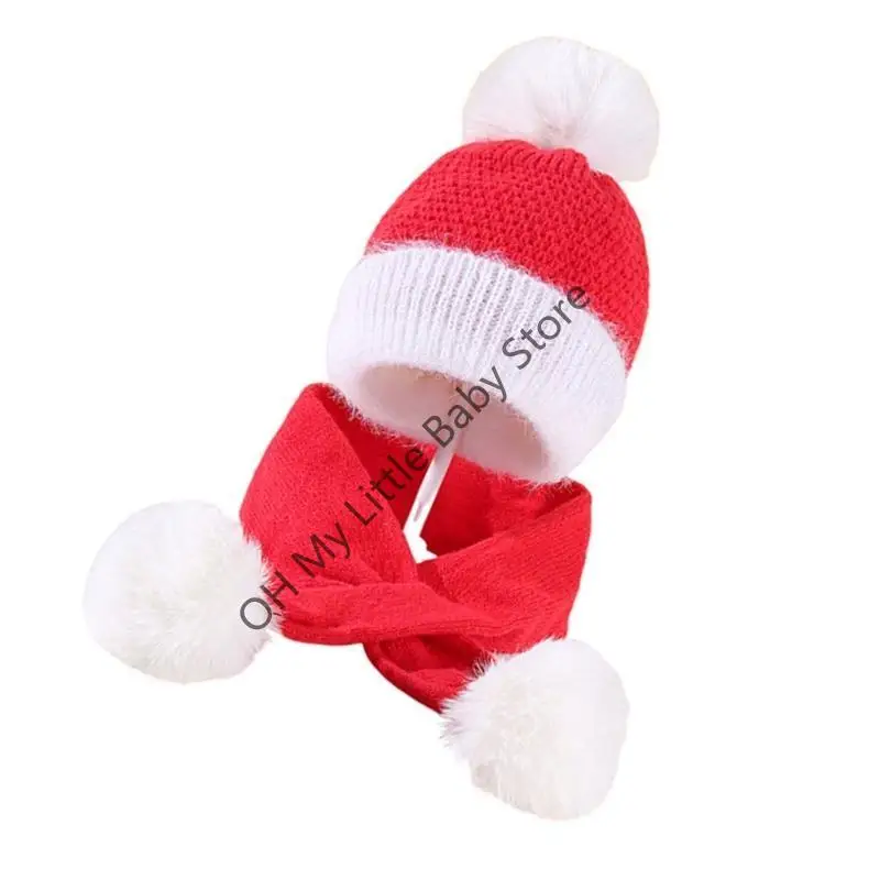 M76C suministros para bebés, gorro invierno, conjunto bufanda para cuello para bebés, niñas y niños, gorro punto - imagen 2