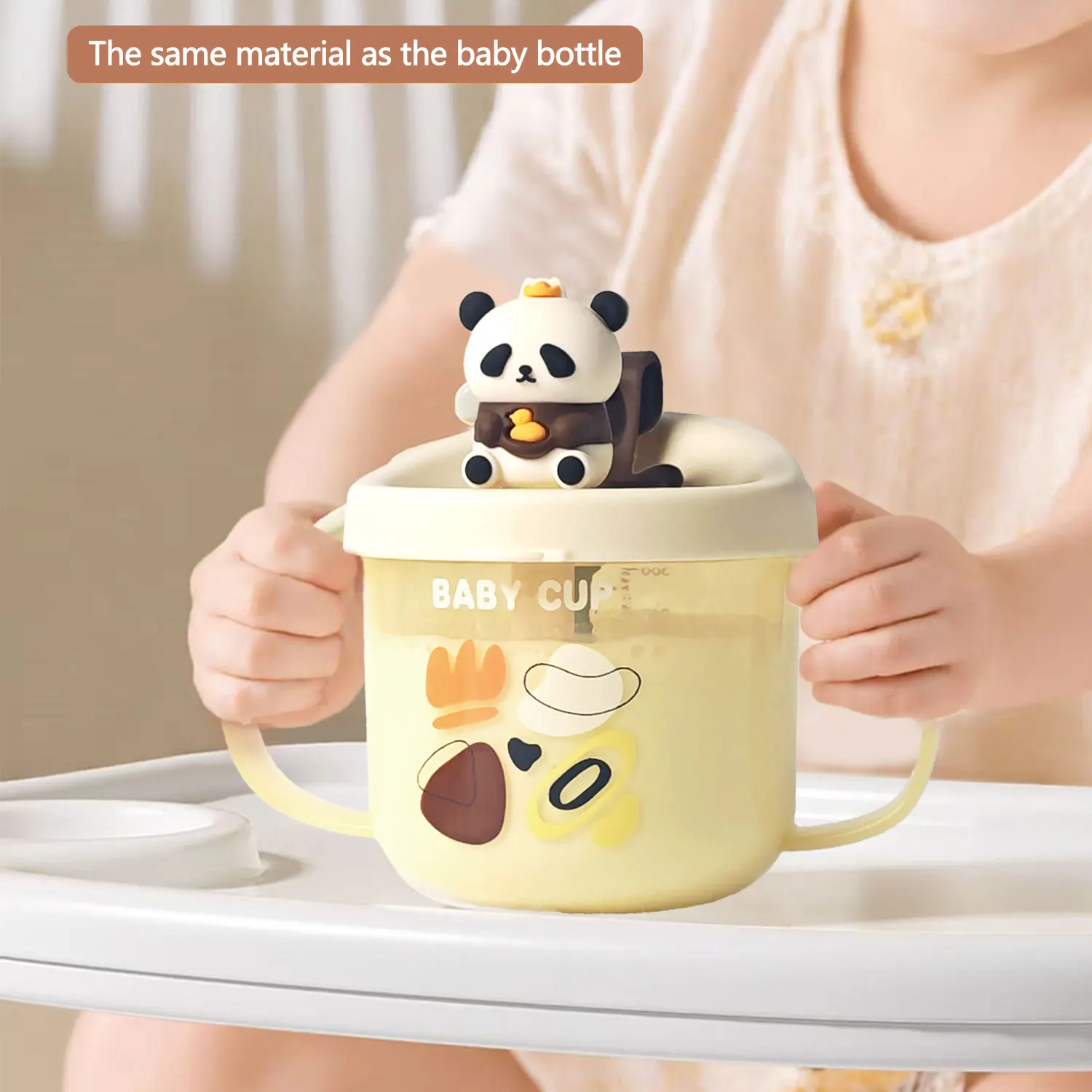 Taza de paja de panda para niños de 300ML, taza de agua, taza de desayuno, accesorios de fotografía, mayores de 6 meses, anticaída, antifugas - imagen 4