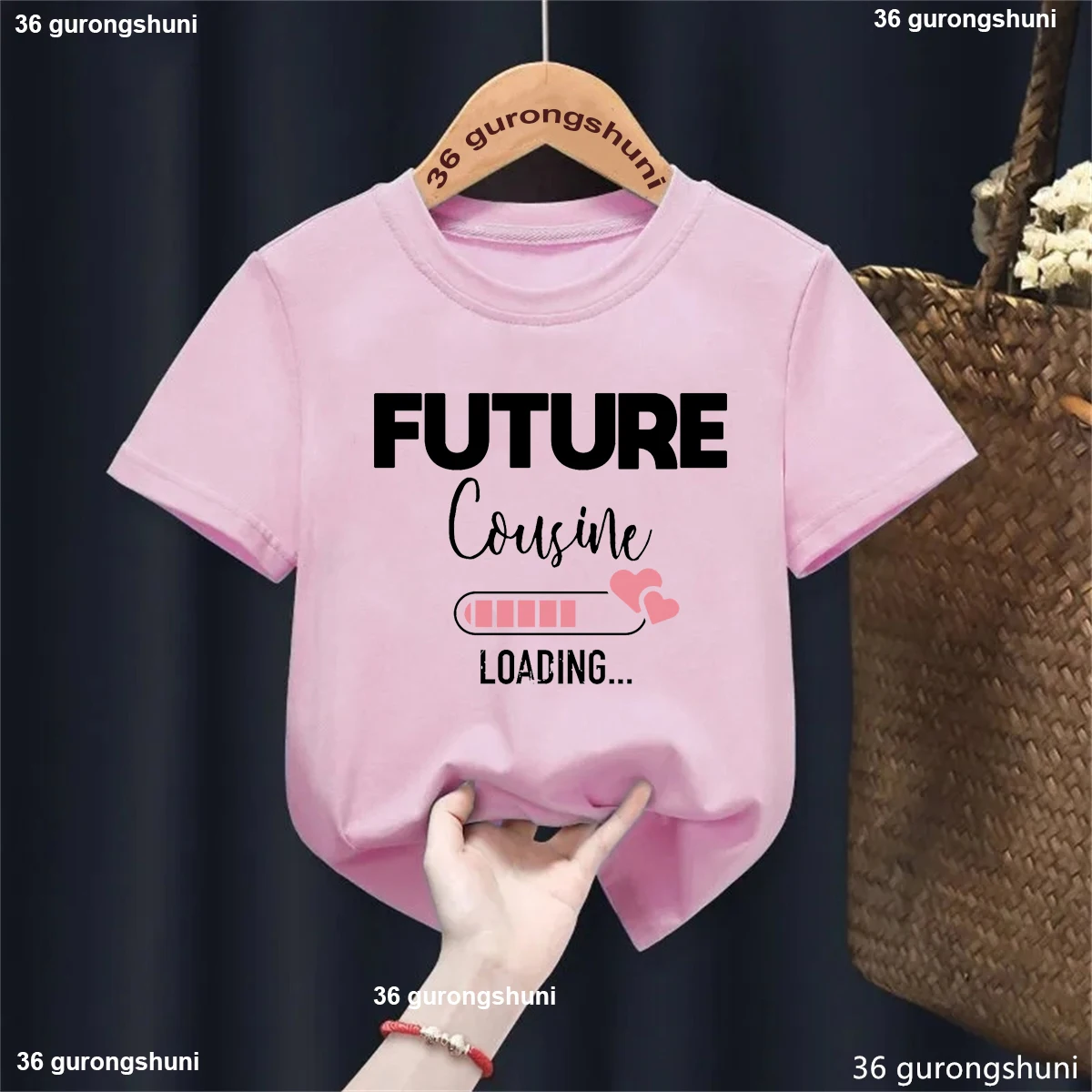 Camiseta con estampado de letras de carga del futuro francés, camiseta de anuncio de embarazo para niñas, ropa Kawaii para niños, camiseta sólida
